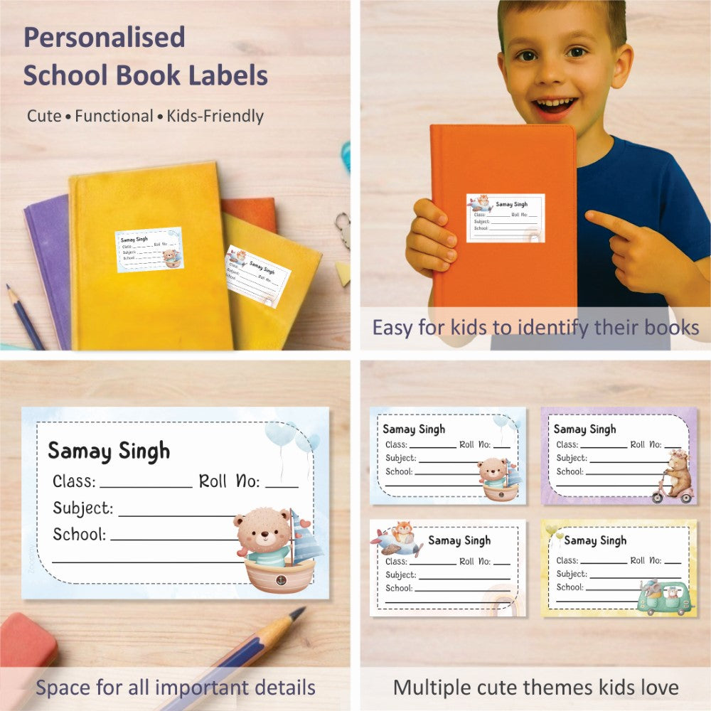 Personalized School Book Labels - Baby Safari