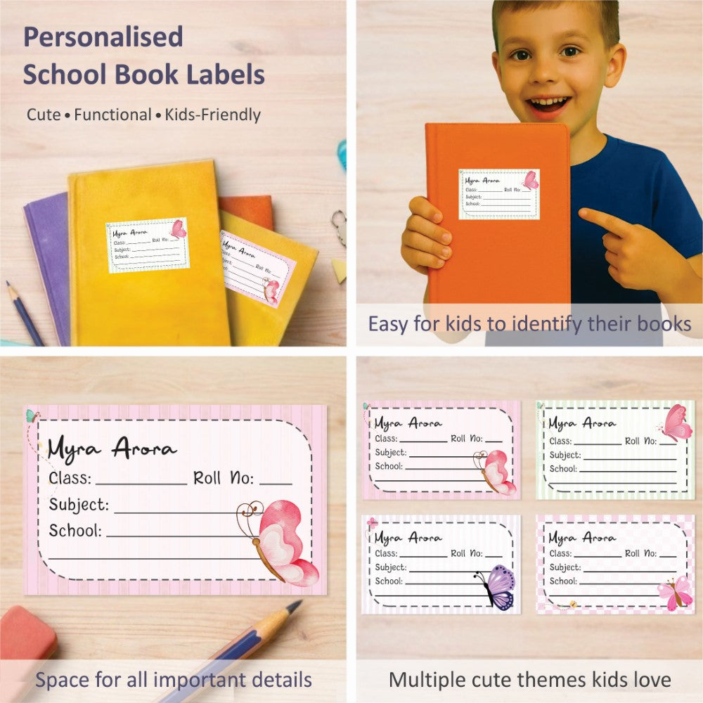 Personalized School Book Labels - Butterfly Bliss