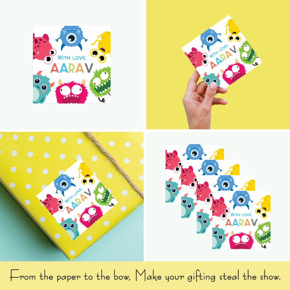 Gift tags Square - Little Monsters