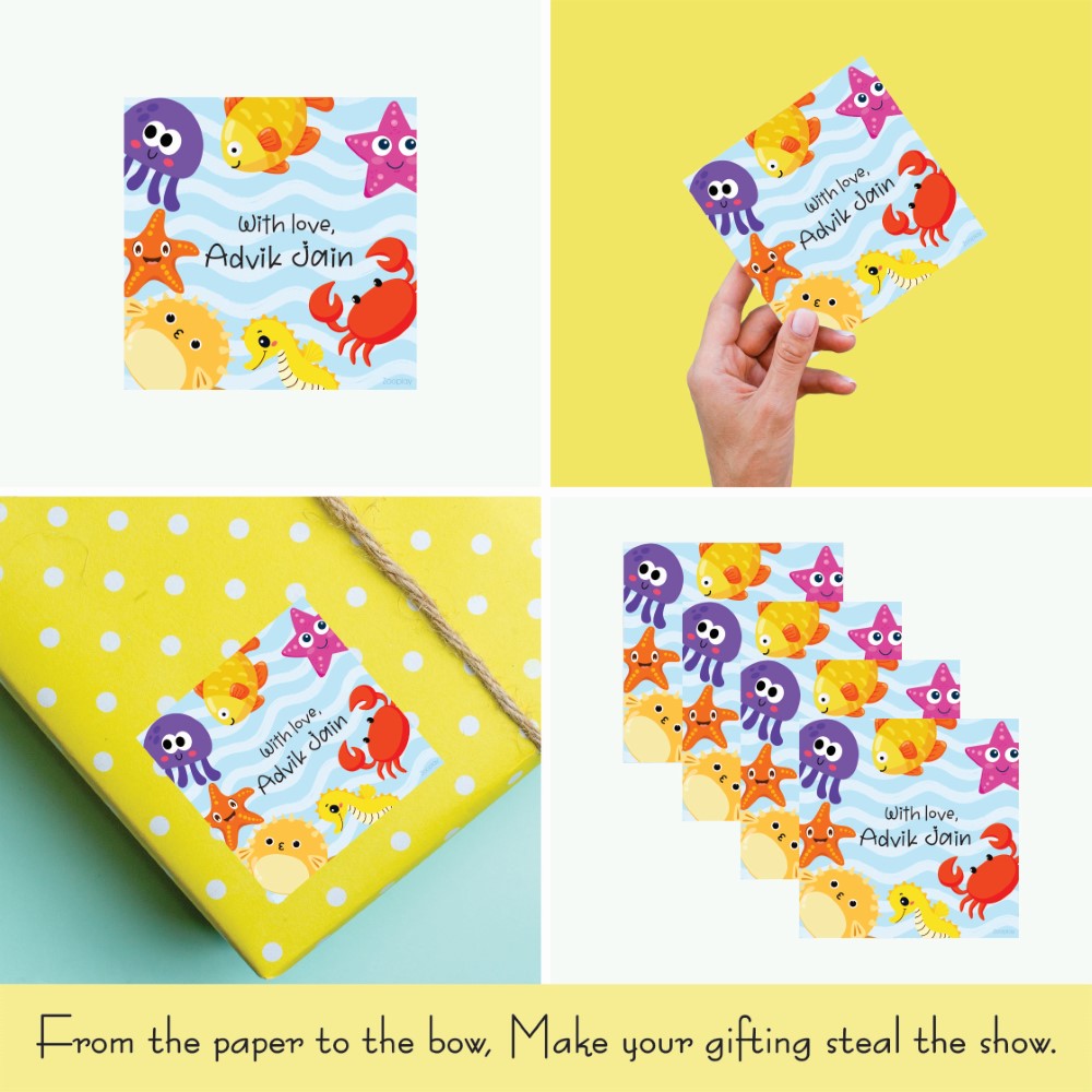 Gift tags Square - Ocean Friends