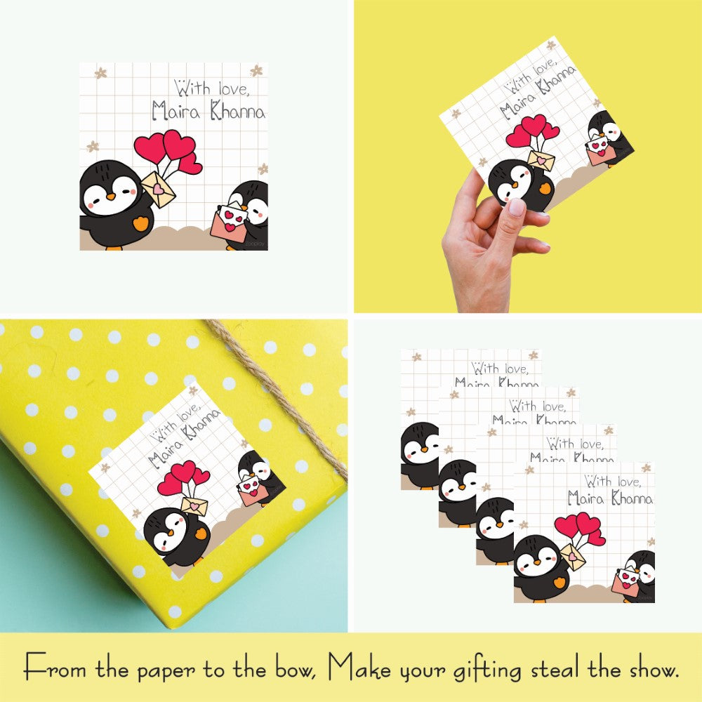 Gift tags Square - Penguin Parade