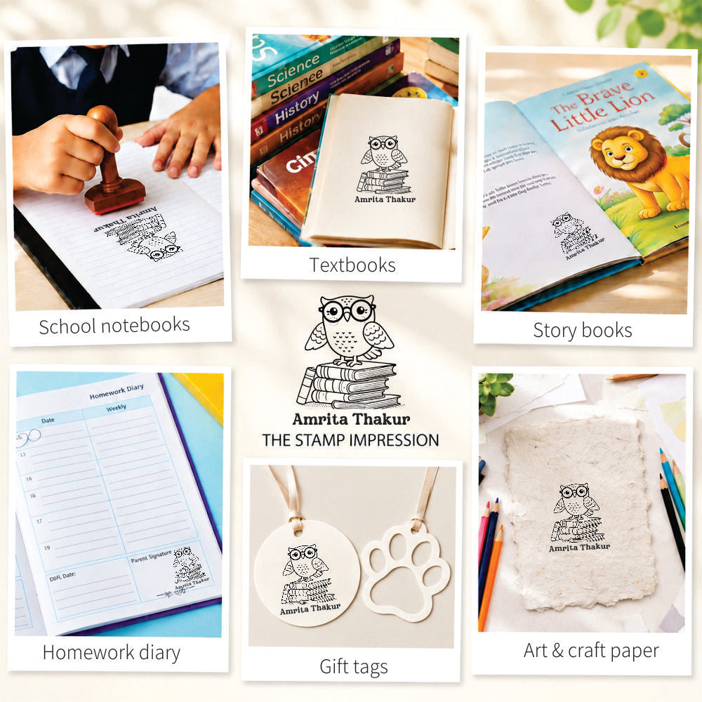 Book stamp - Reading Owl