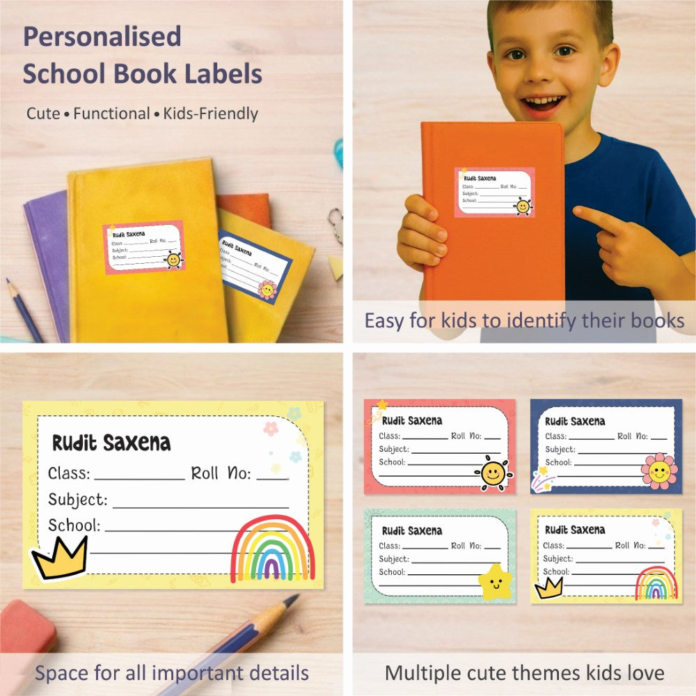 Personalized School Book Labels - Tiny Treasures