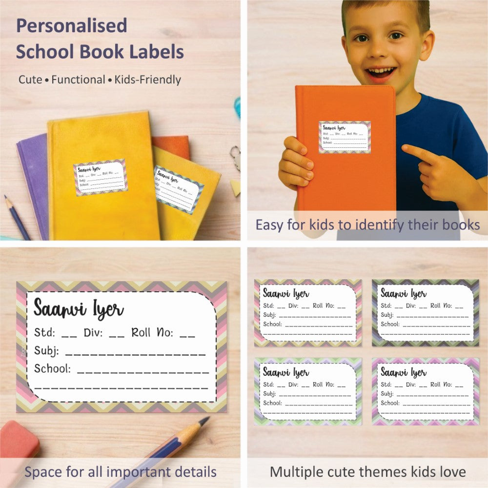 Personalized School Book Labels - Zig Zag Vibes