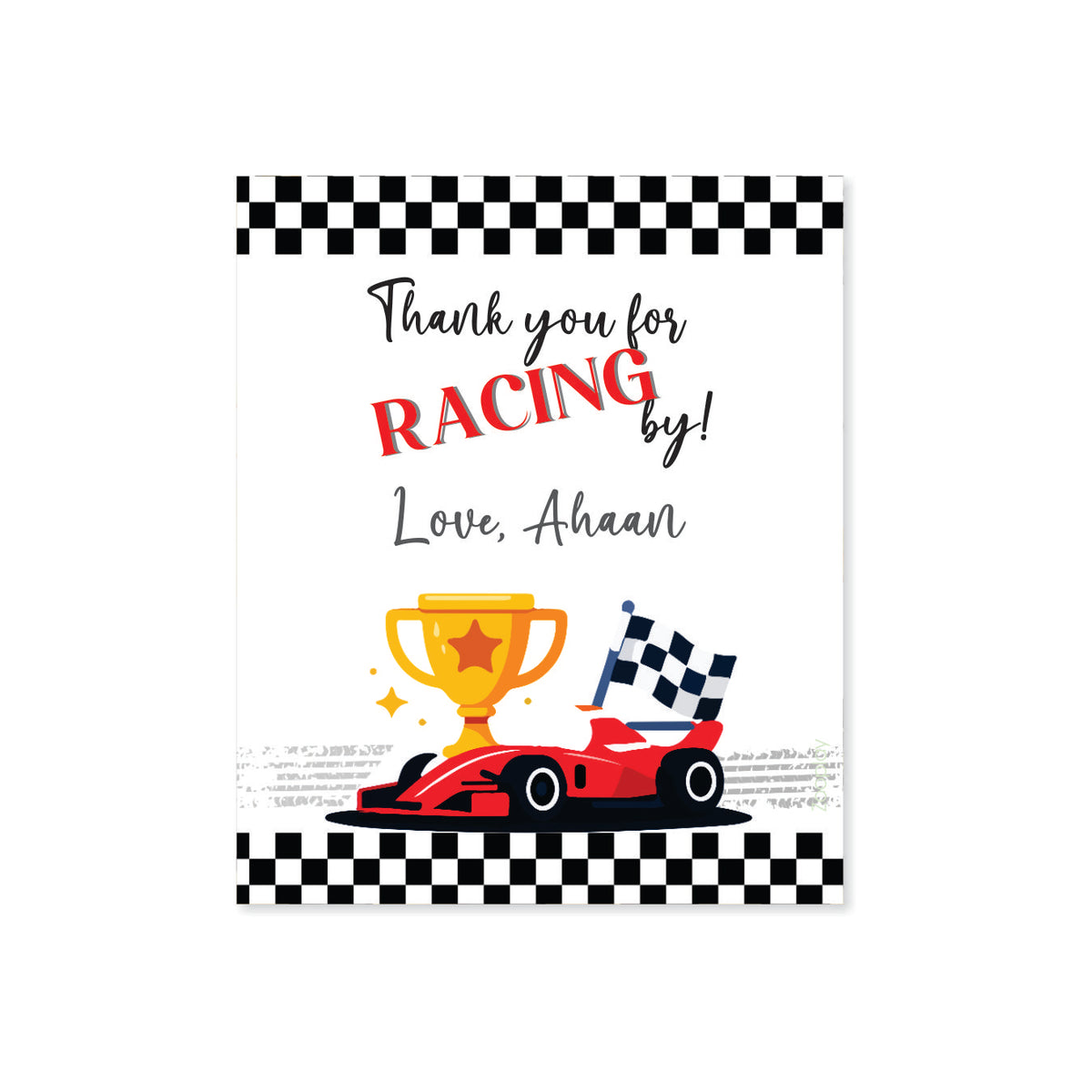 Thank You Tag - Little Racer