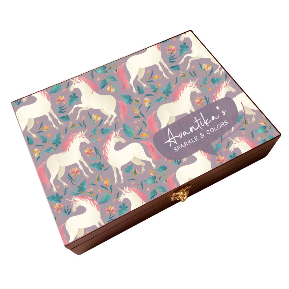 Personalised Wooden Artbox - Unicorn Treasure
