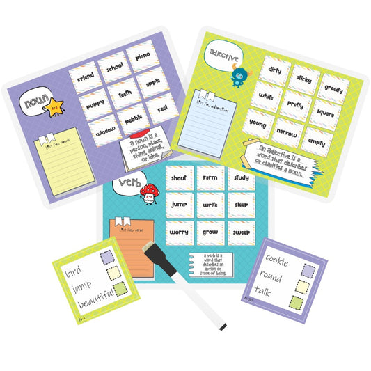 Adjective-noun-verb sorting activity