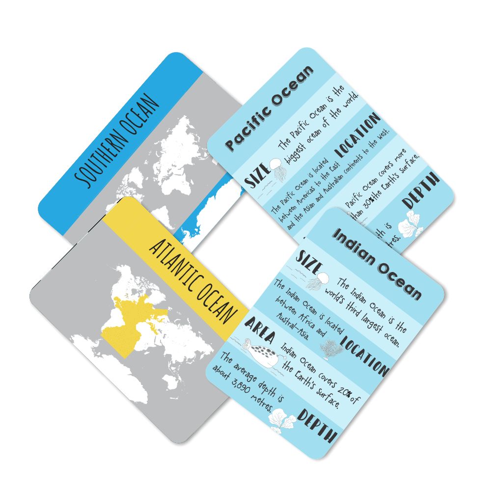 World continents and oceans Flashcards