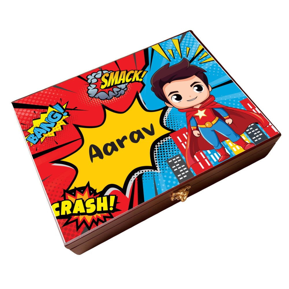 Personalised Wooden Artbox - Action Hero