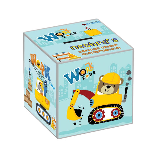 My Money Box personalised -  Construction Zone
