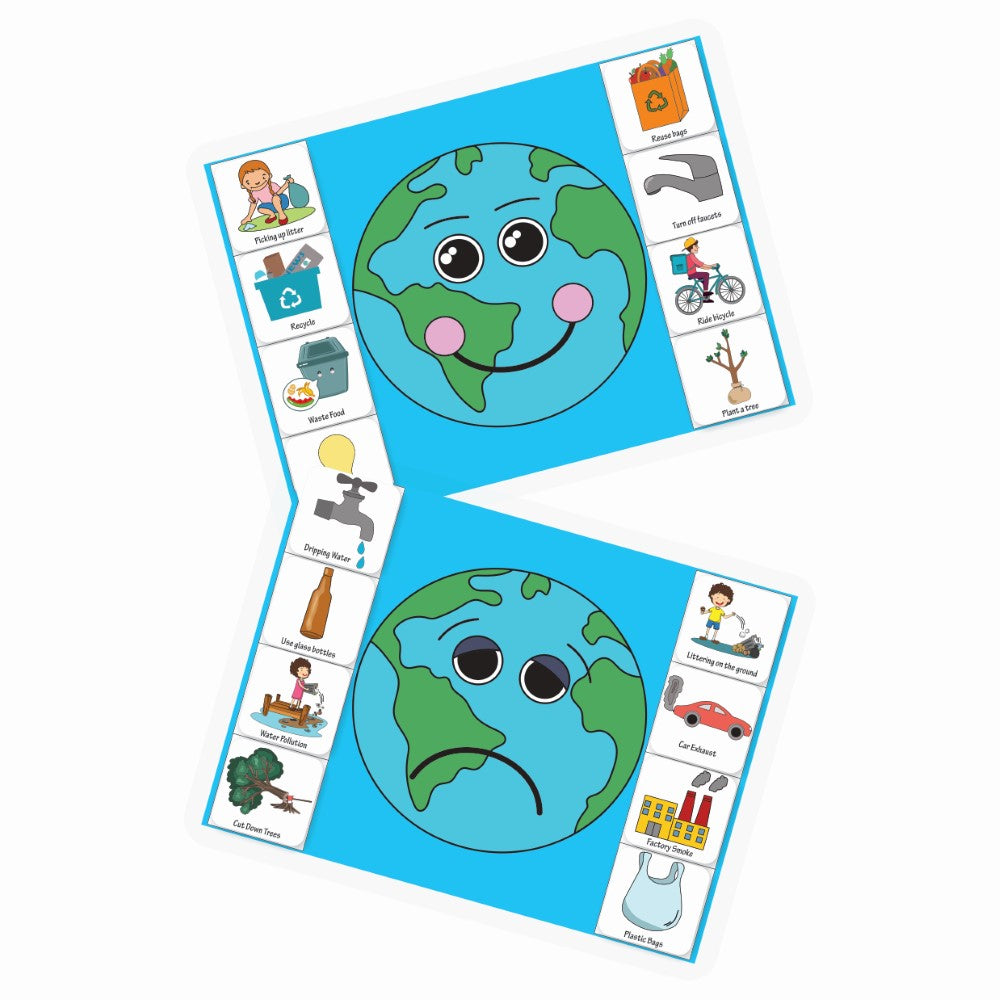 Happy earth sad earth sorting activity