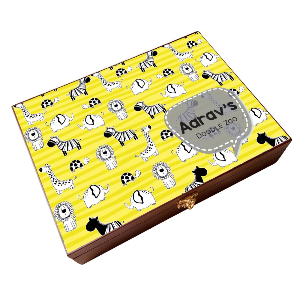 Personalised Wooden Artbox - Safari Doodles