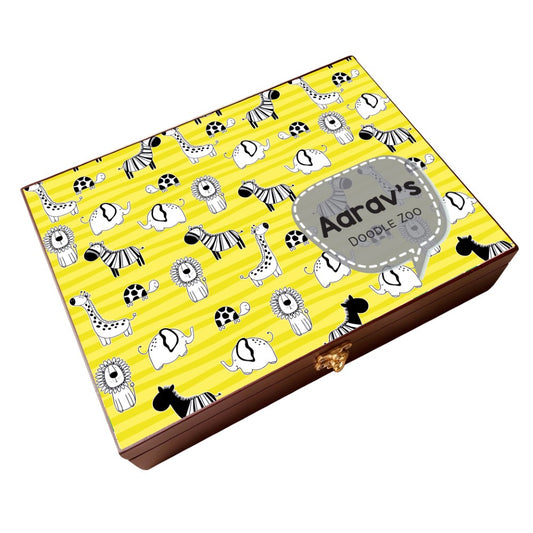 Personalised Wooden Artbox - Safari Doodles