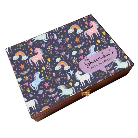 Personalised Wooden Artbox - Magical Unicorn