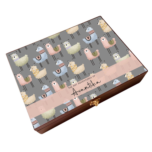 Personalised Wooden Artbox - Llama Love