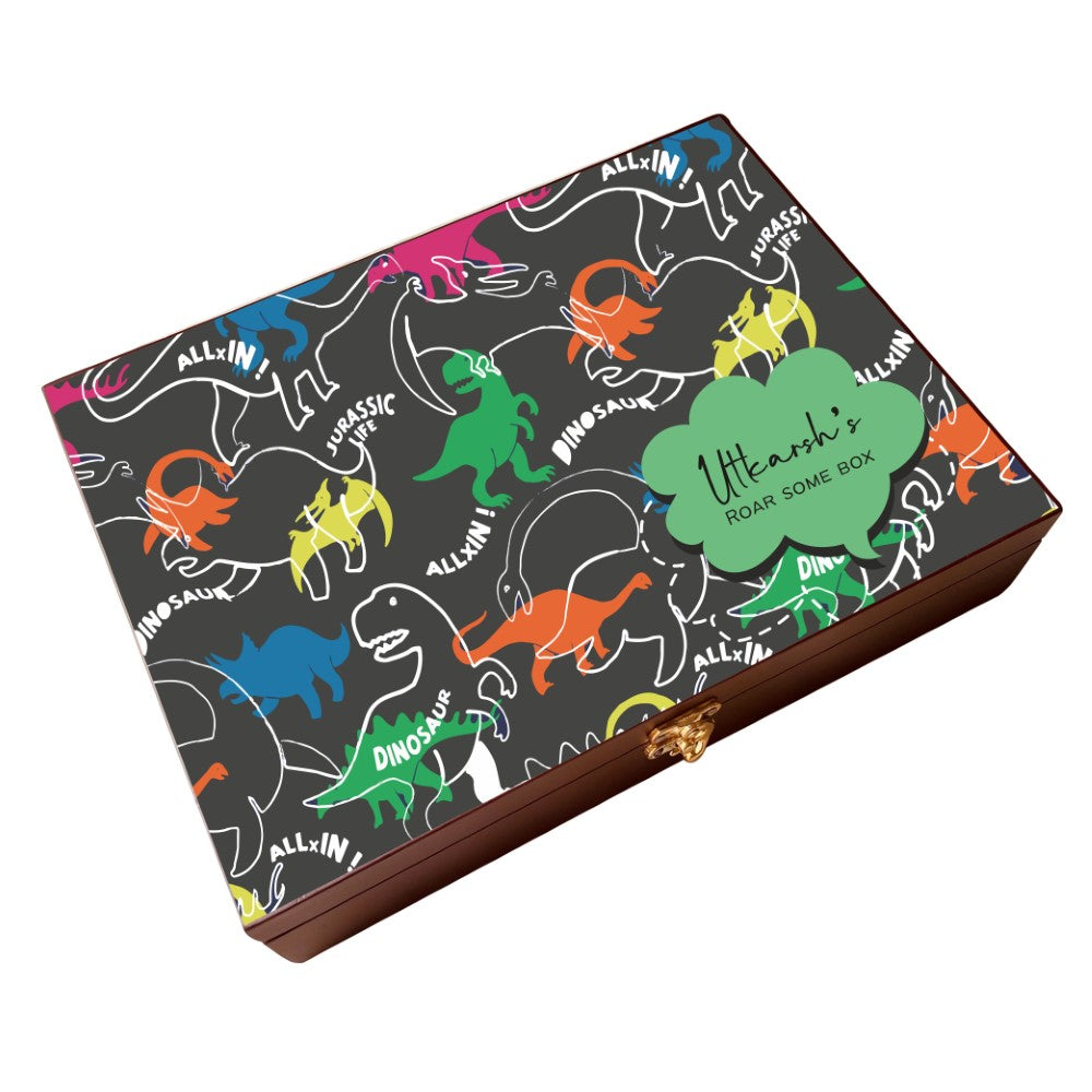 Personalised Wooden Artbox - Dino Land