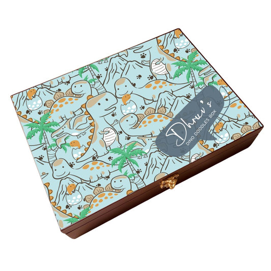 Personalised Wooden Artbox - Dino Doodles