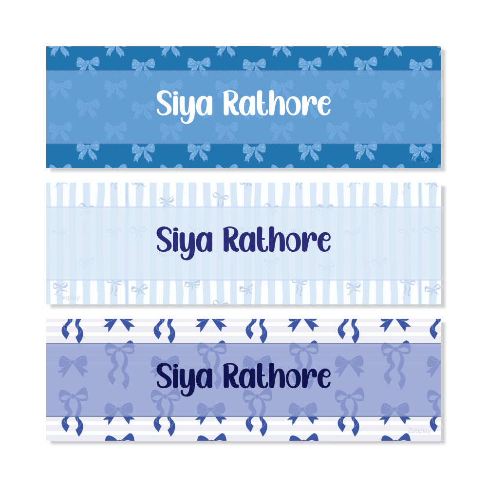 Waterproof Name Labels - Blue Bow Bliss