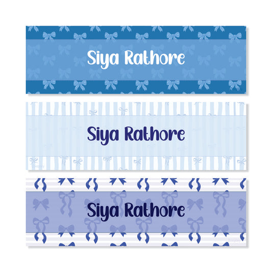 Waterproof Name Labels - Blue Bow Bliss