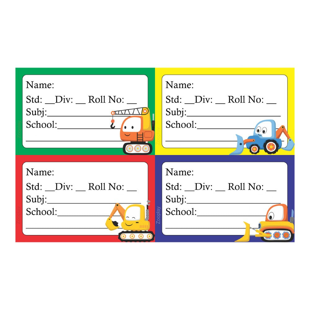 Kids Book Labels - Construction Vehicle