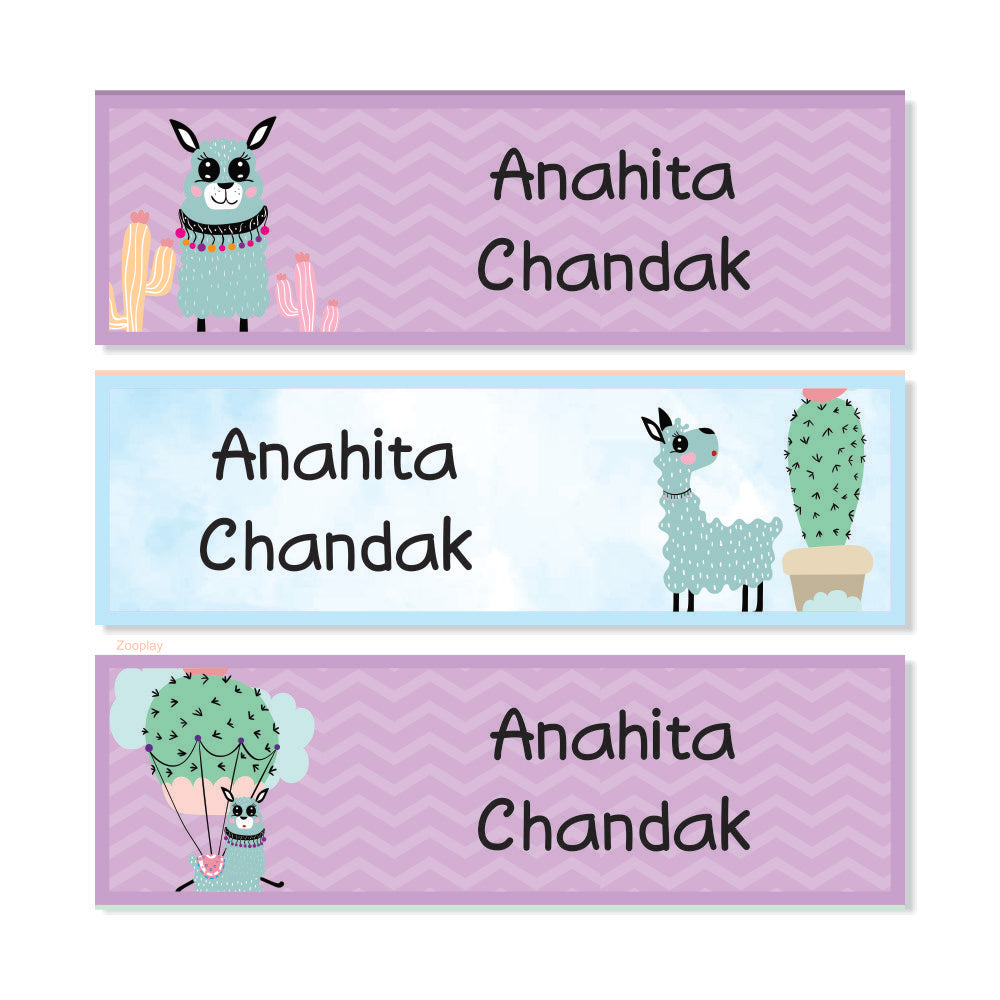 Waterproof Name Labels - Happy Llamas
