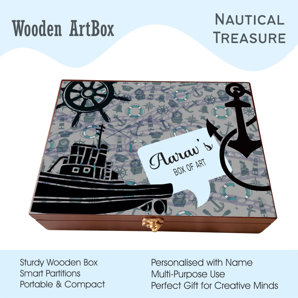 Personalised Wooden Artbox - Nautical Treasure