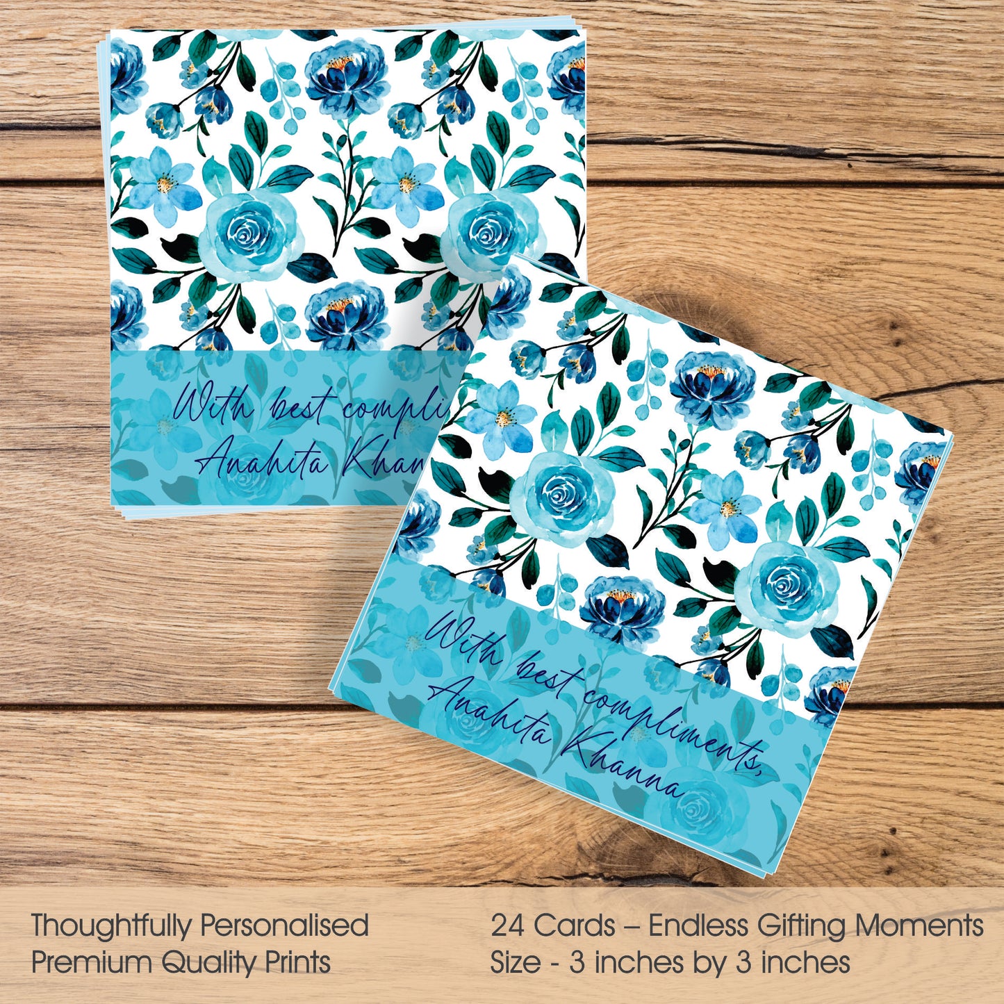 Gift tags Square- Petals in blue