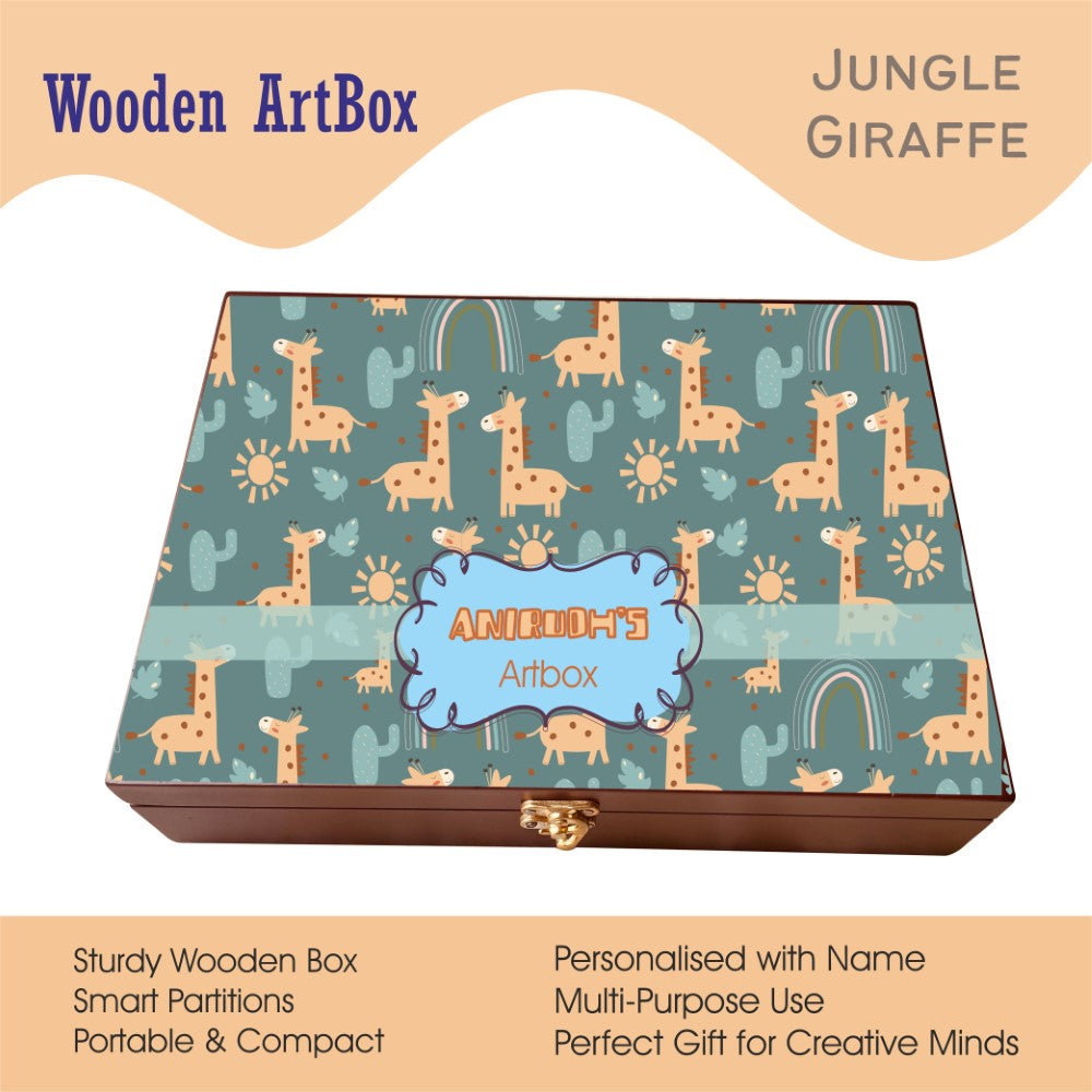 Personalised Wooden Artbox - Jungle Giraffe