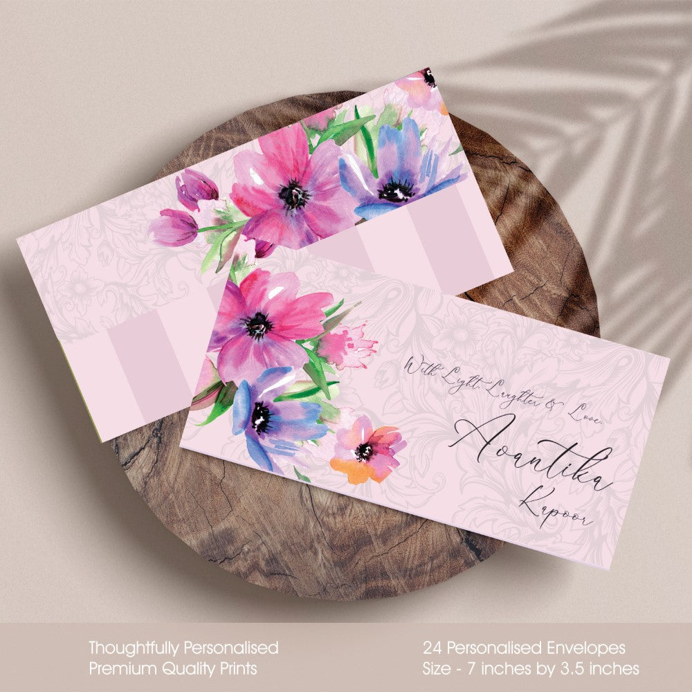 Personalised Envelopes - Purple Petals
