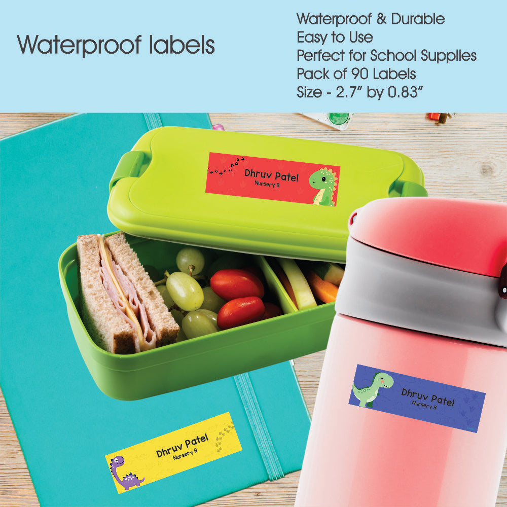 Waterproof Name Labels - Dino Trails