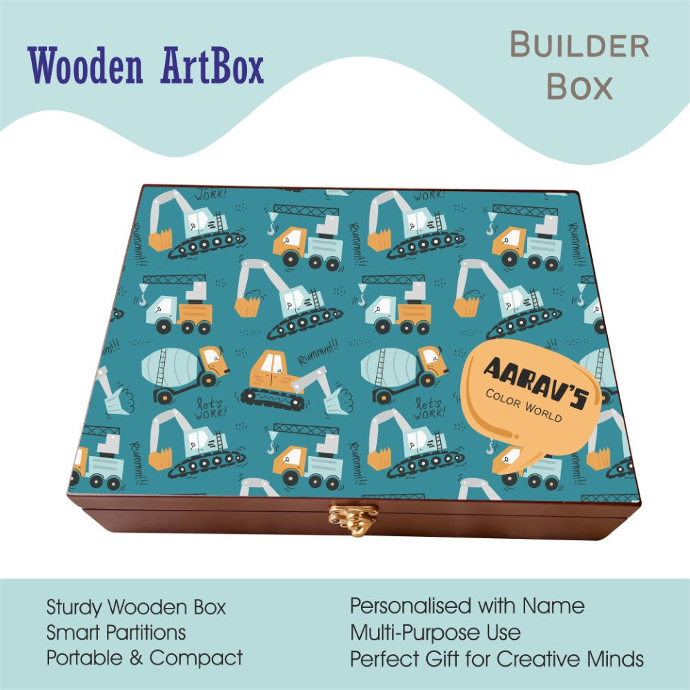 Personalised Wooden Artbox - Builder Zone