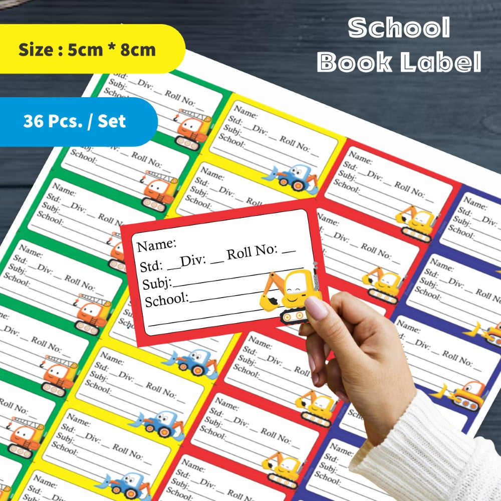 Kids Book Labels - Construction Vehicle
