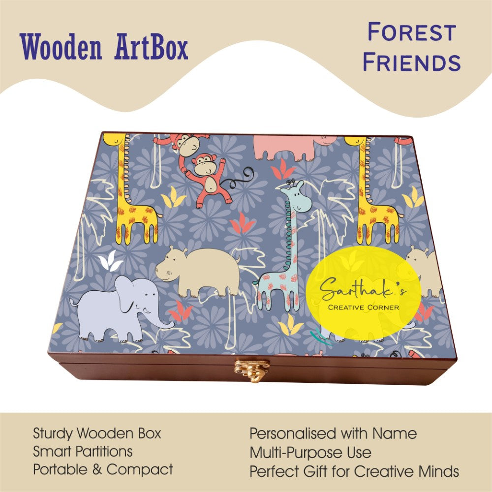 Personalised Wooden Artbox - Forest Friends