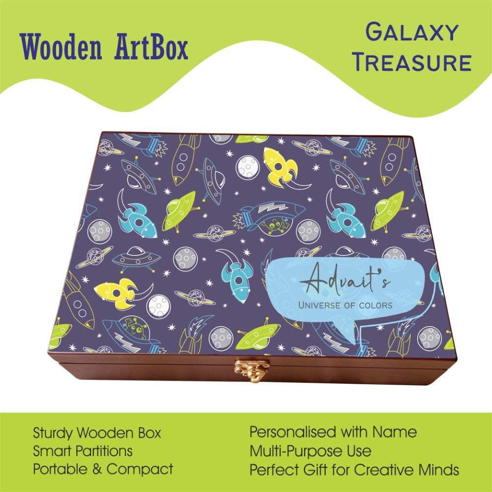 Personalised Wooden Artbox - Galaxy Treasure