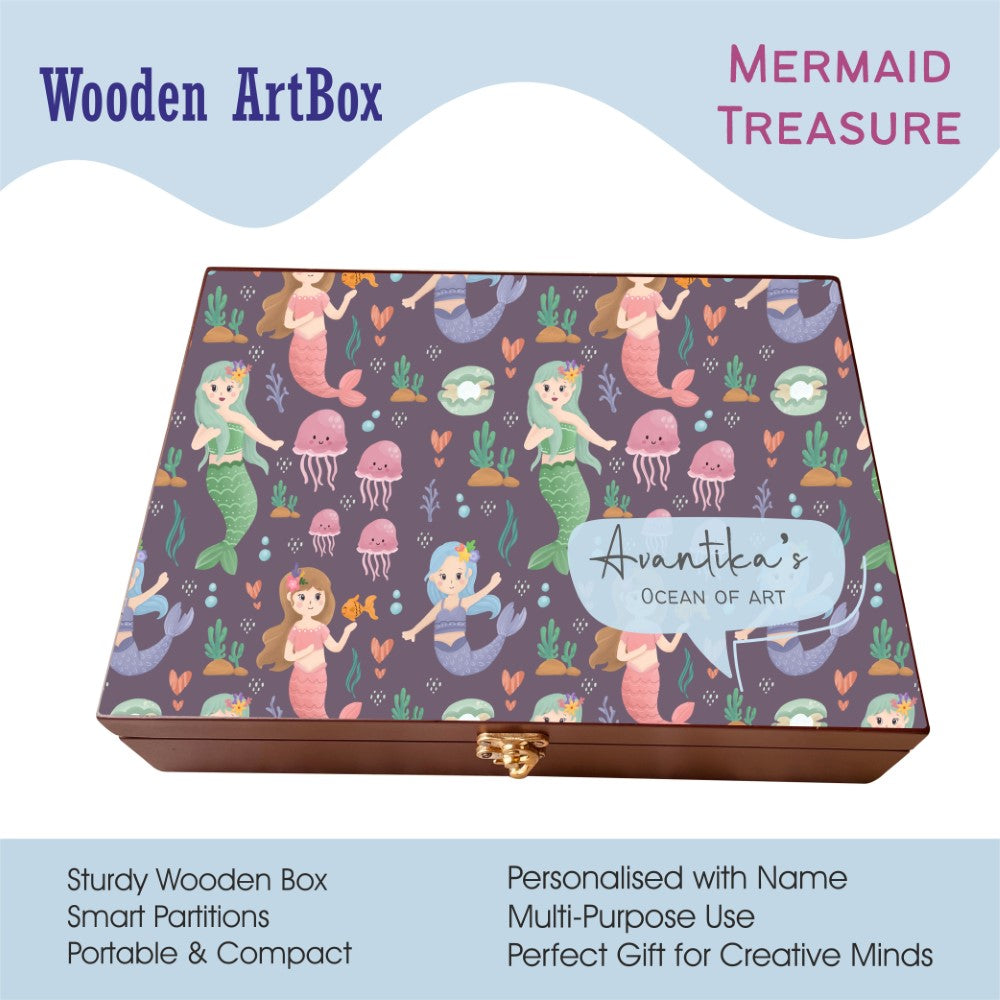 Personalised Wooden Artbox - Mermaid Treasure