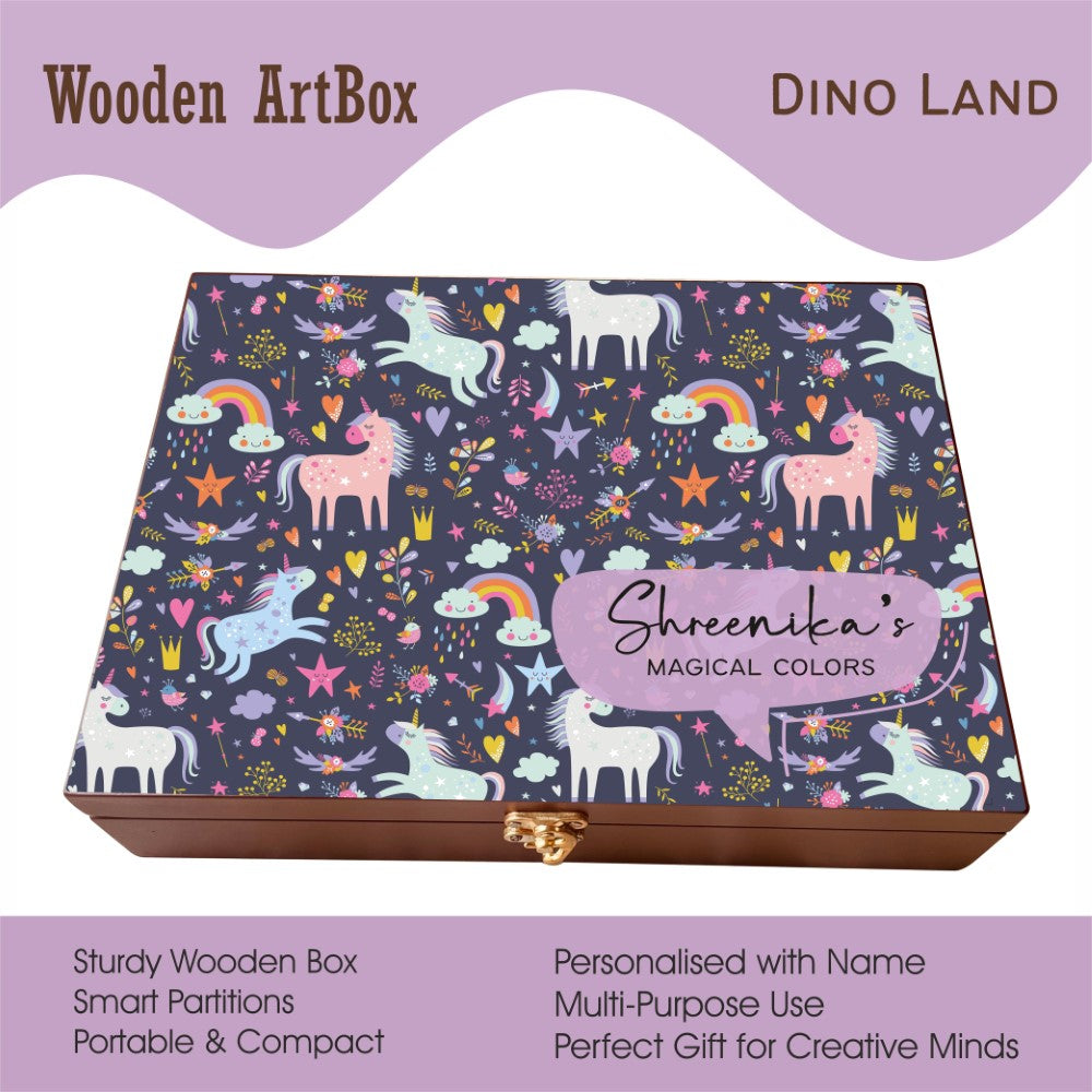 Personalised Wooden Artbox - Magical Unicorn