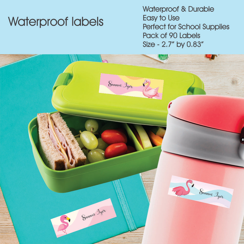 Waterproof Name Labels - Flamingo Dreams
