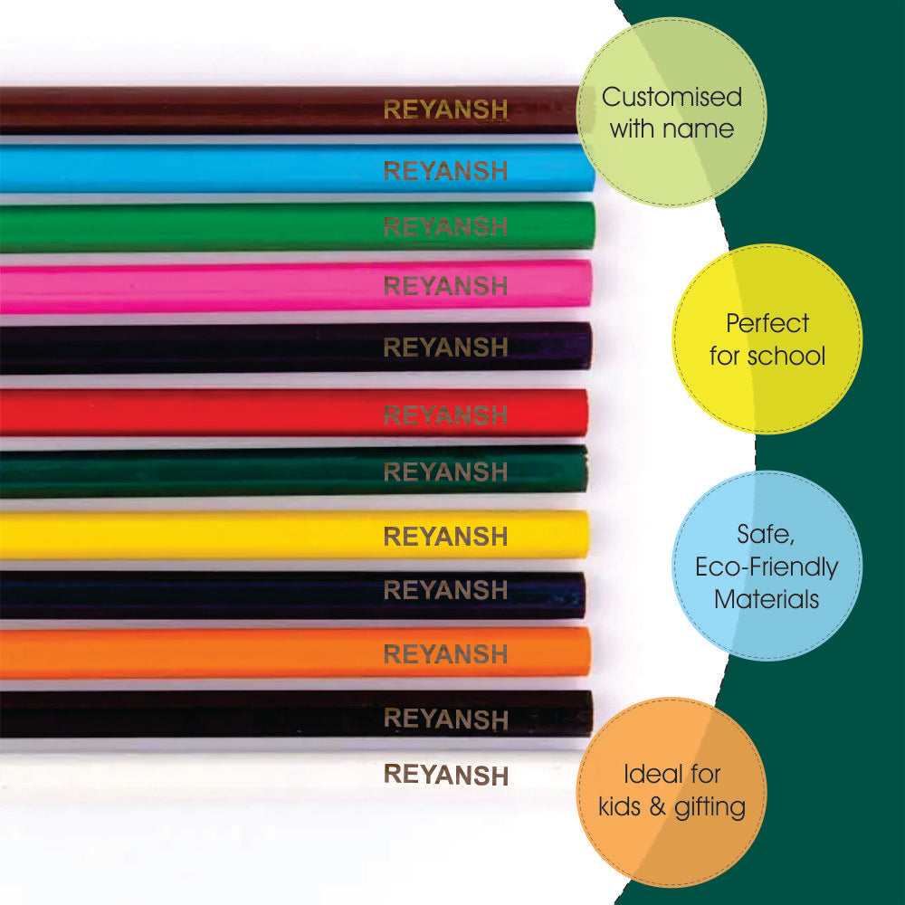 Personalised Name Color Pencils - Pack of 12