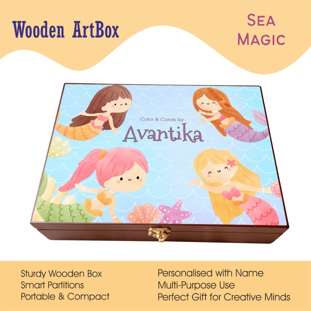Personalised Wooden Artbox - Sea Magic