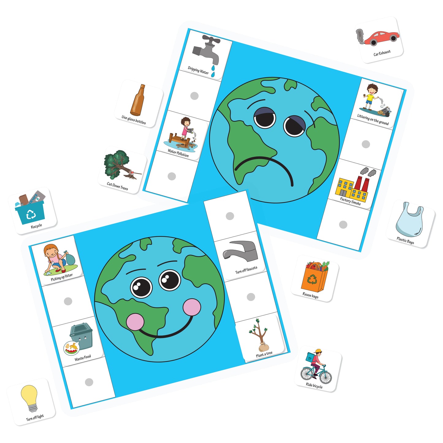 Happy earth sad earth sorting activity