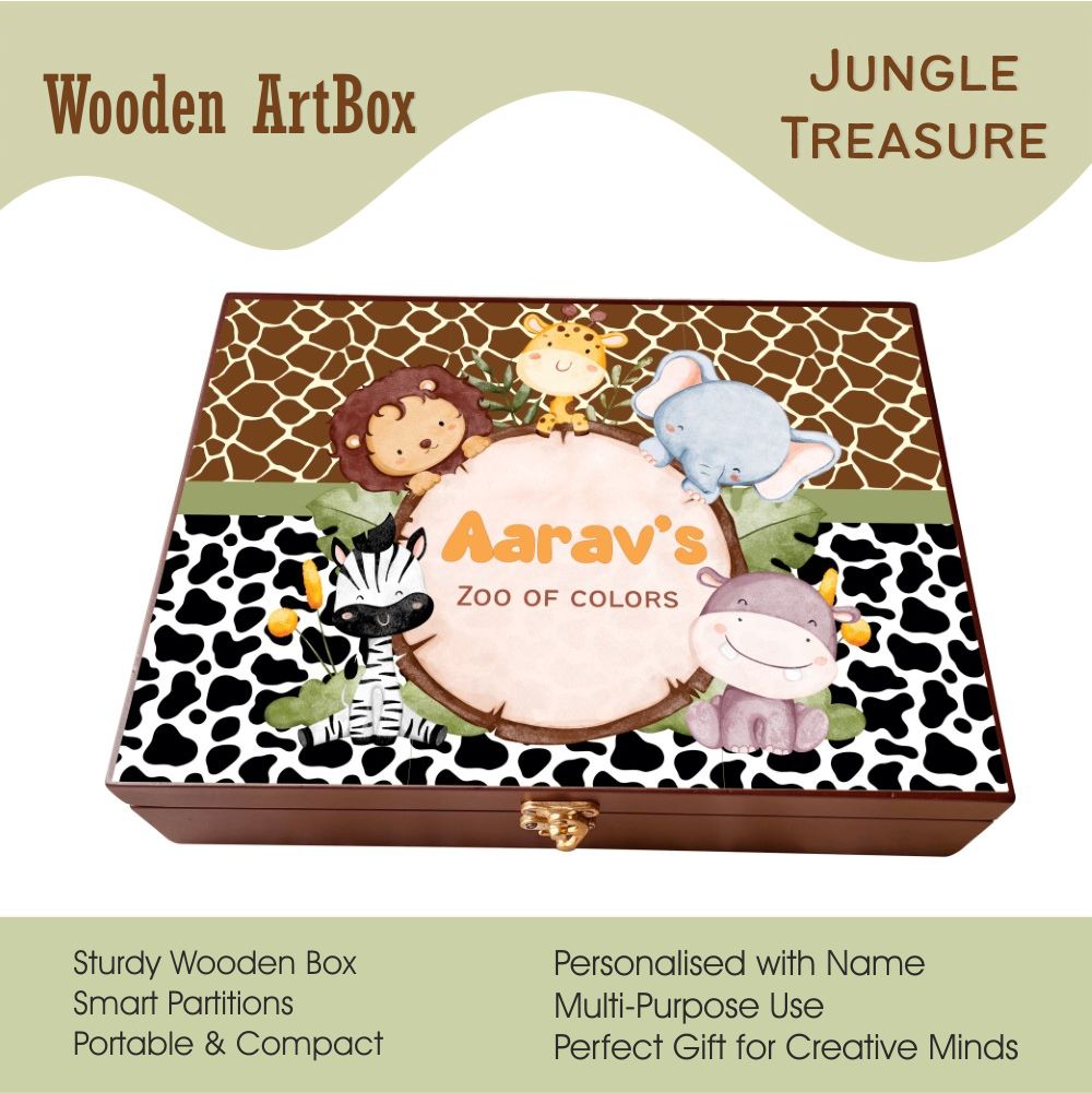 Personalised Wooden Artbox - Jungle Treasure