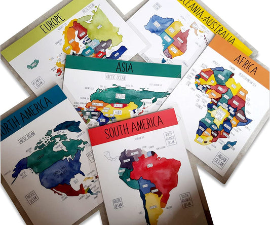 World Continents & Oceans Activity with Flashcards