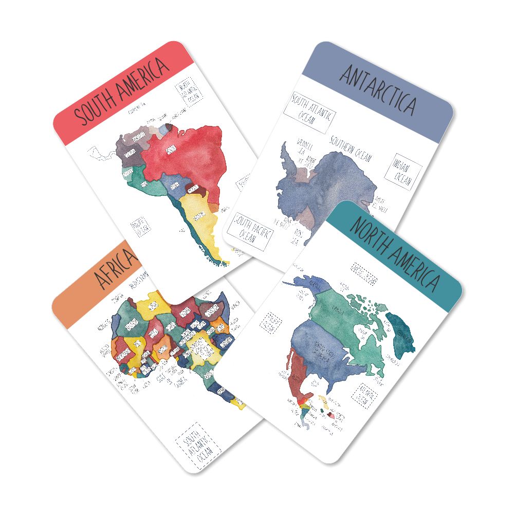 World continents and oceans Flashcards