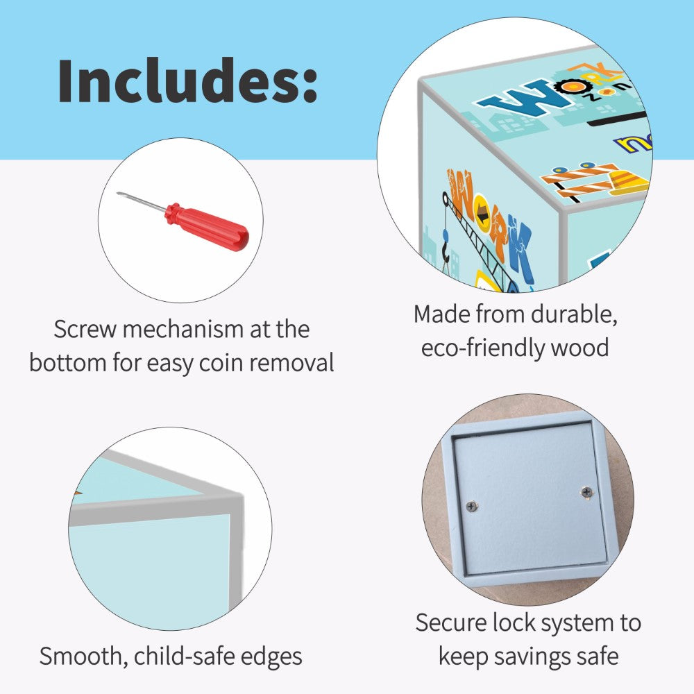 My Money Box personalised -  Construction Zone