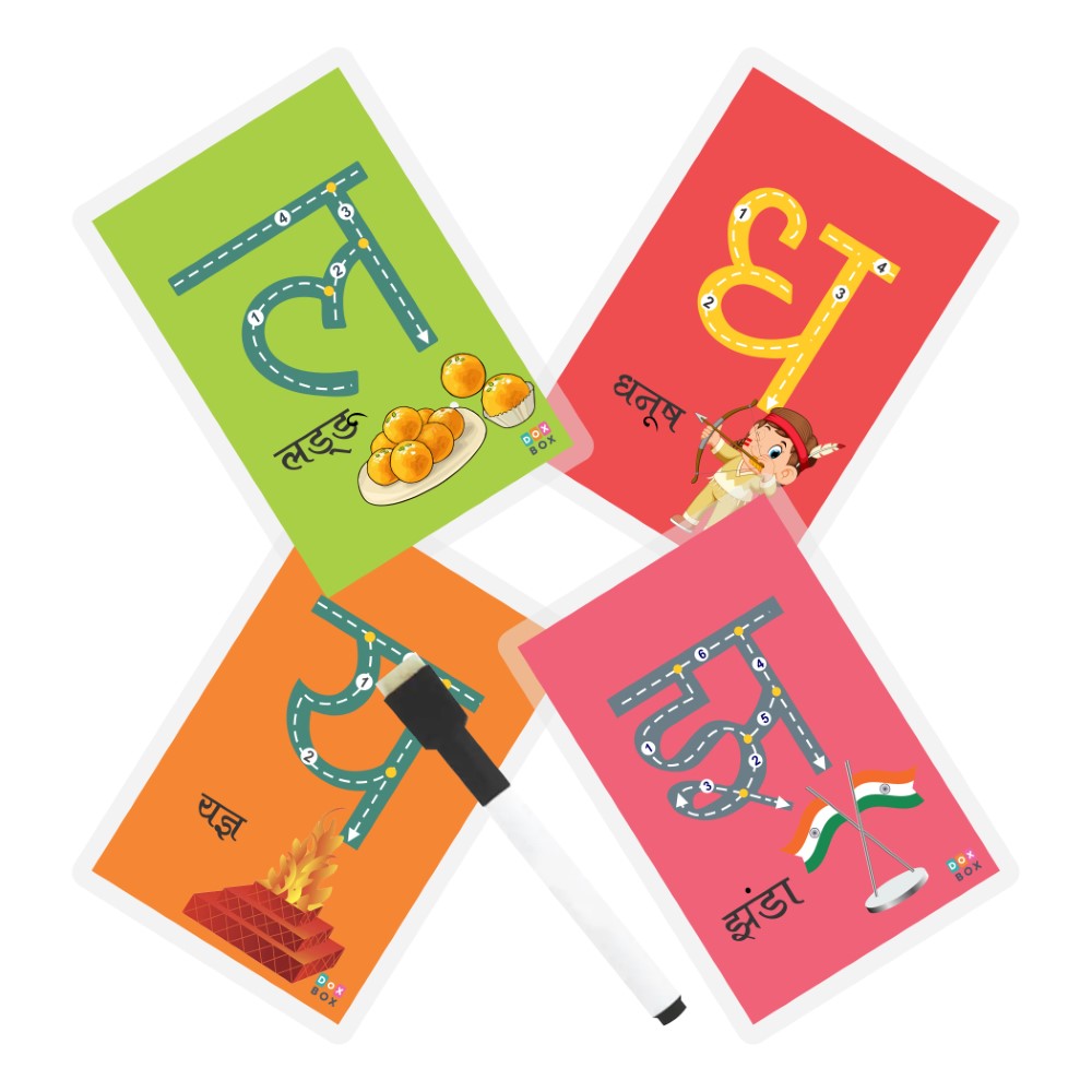 Hindi Swar and Vyanjan wipe and clean cards