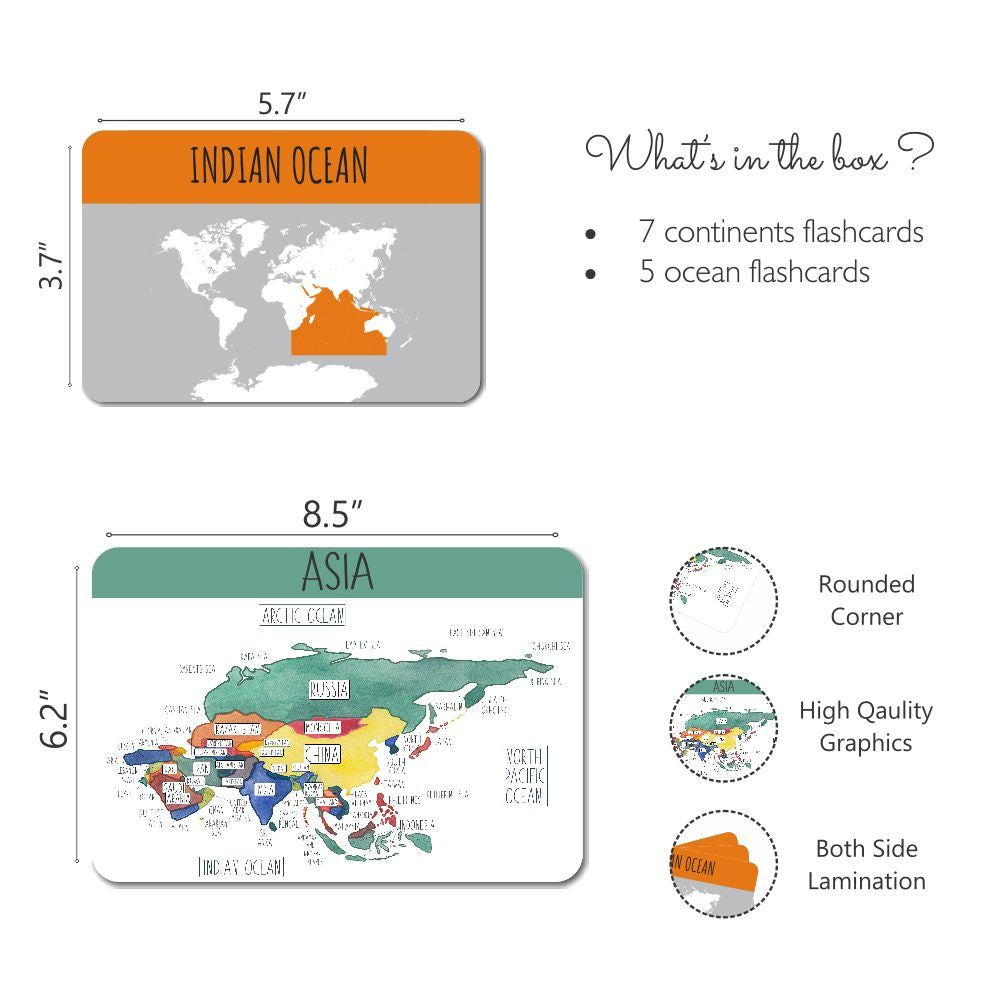 World Continents & Oceans Activity with Flashcards