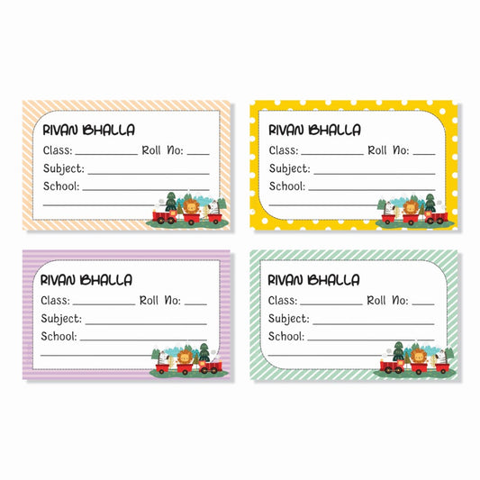 Personalized School Book Labels - Animal Express