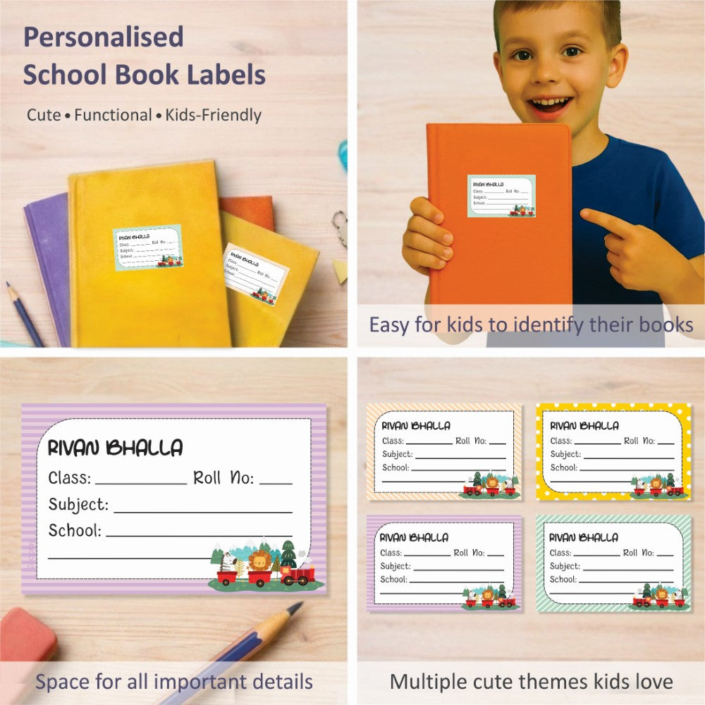 Personalized School Book Labels - Animal Express
