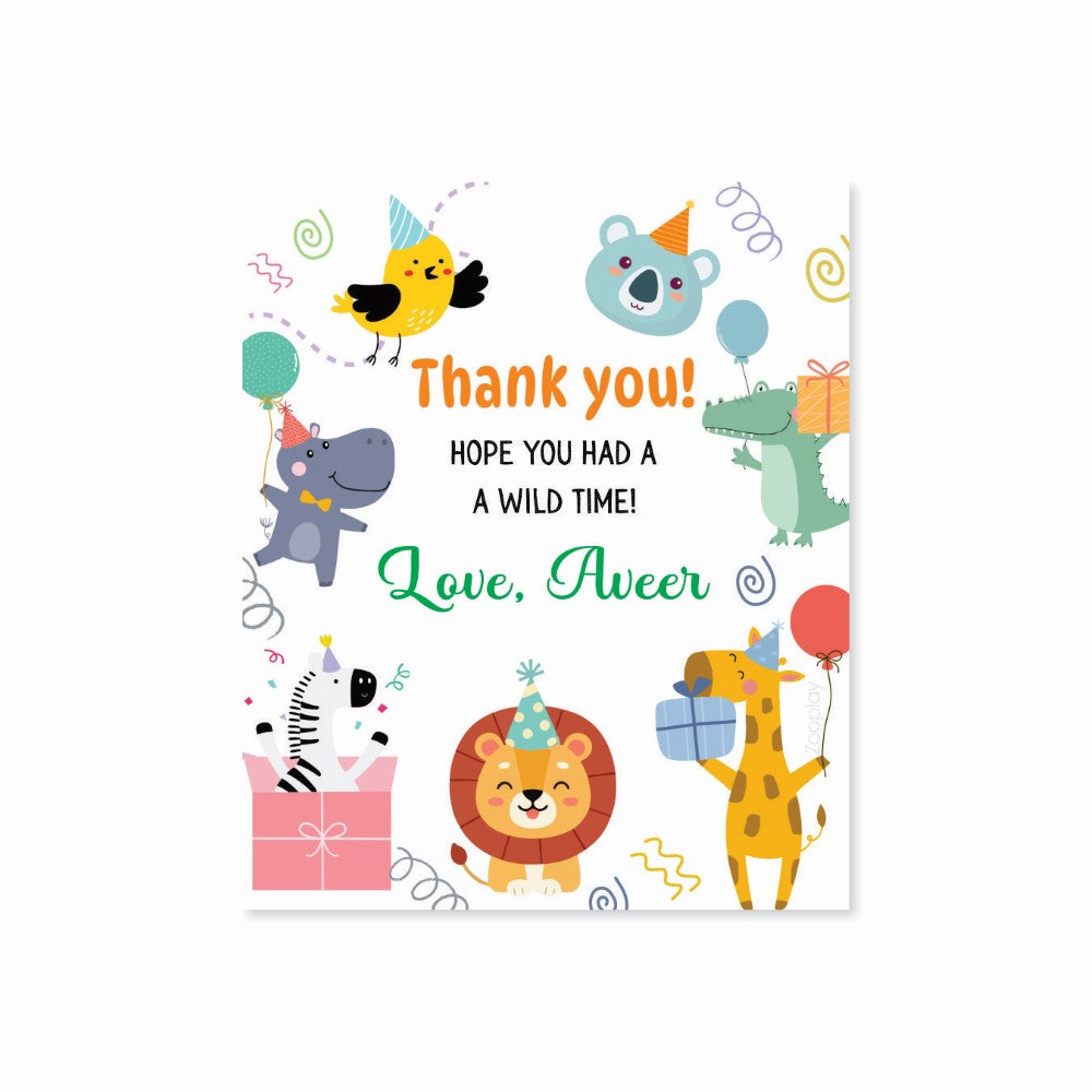 Thank You Tag - Animal Party