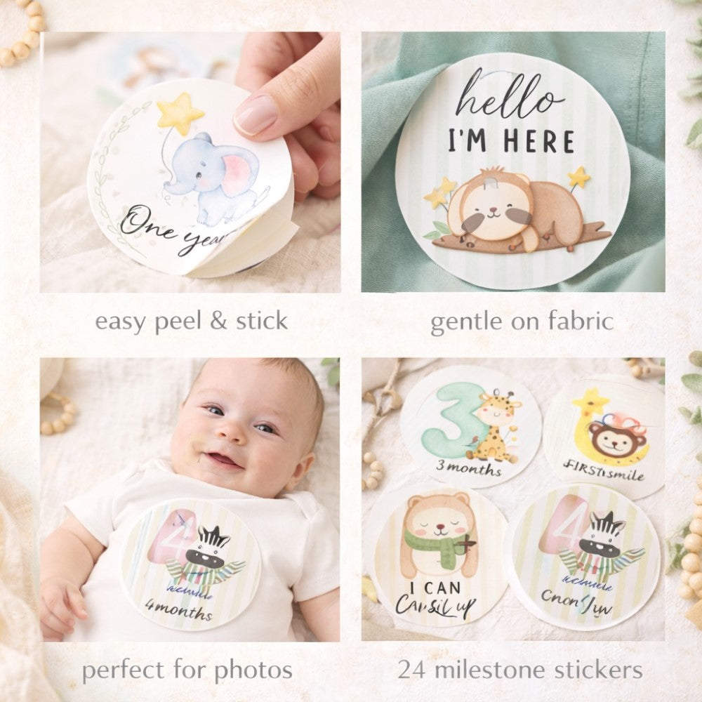 Baby Milestone Stickers - Pack of 24 (Multicolour)